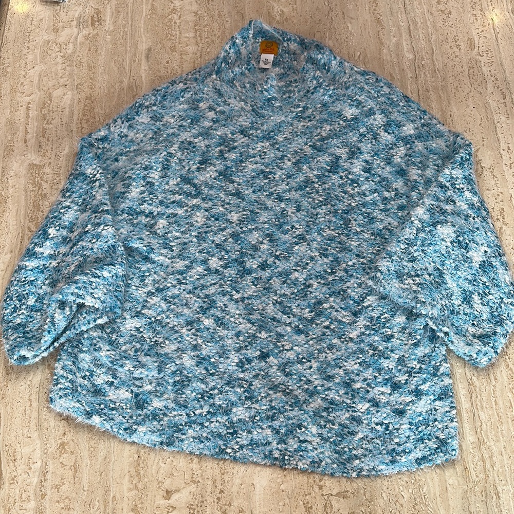 RUBY Rd. Cowlneck Sweater Turquoise super soft (size 1X)